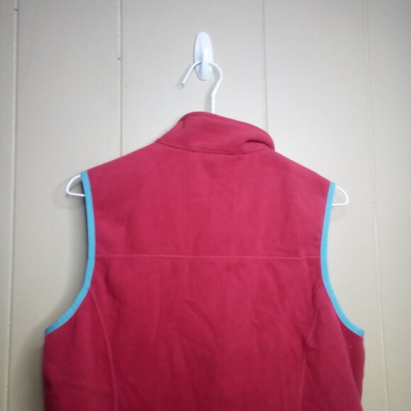 L.L. Bean Fleece Vest S Full Zip Red Blue - Picture 2 of 9